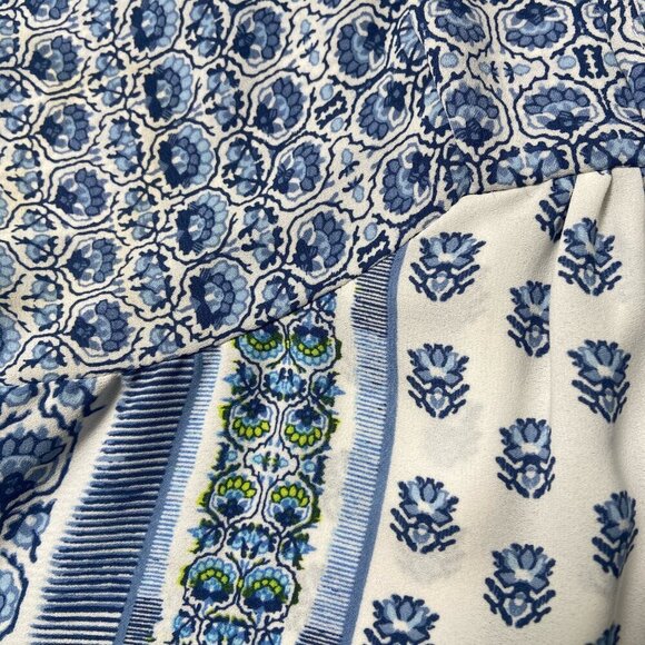 GAP Floral Mixed Print Tie V-Neck Sleeveless Lightweight Top Blouse Blue Small - Picture 3 of 9